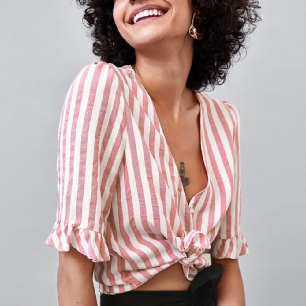 ZARA Pink & white stripes blouse